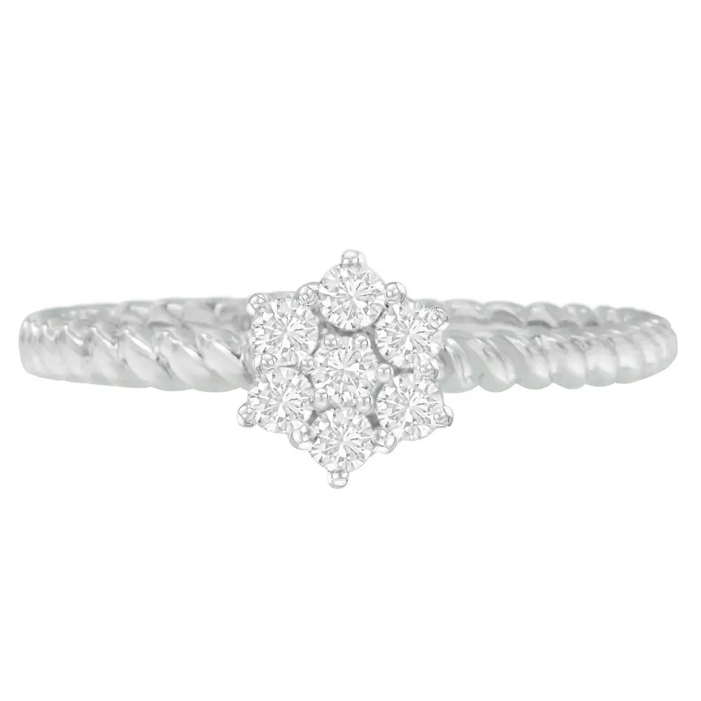 Exquisite 10k White Gold Diamond Cluster Ring Sparkles with Elegance