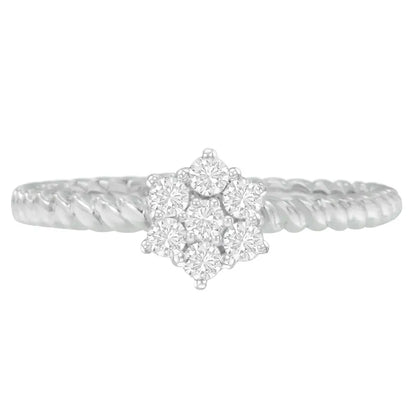 Exquisite 10k White Gold Diamond Cluster Ring Sparkles with Elegance