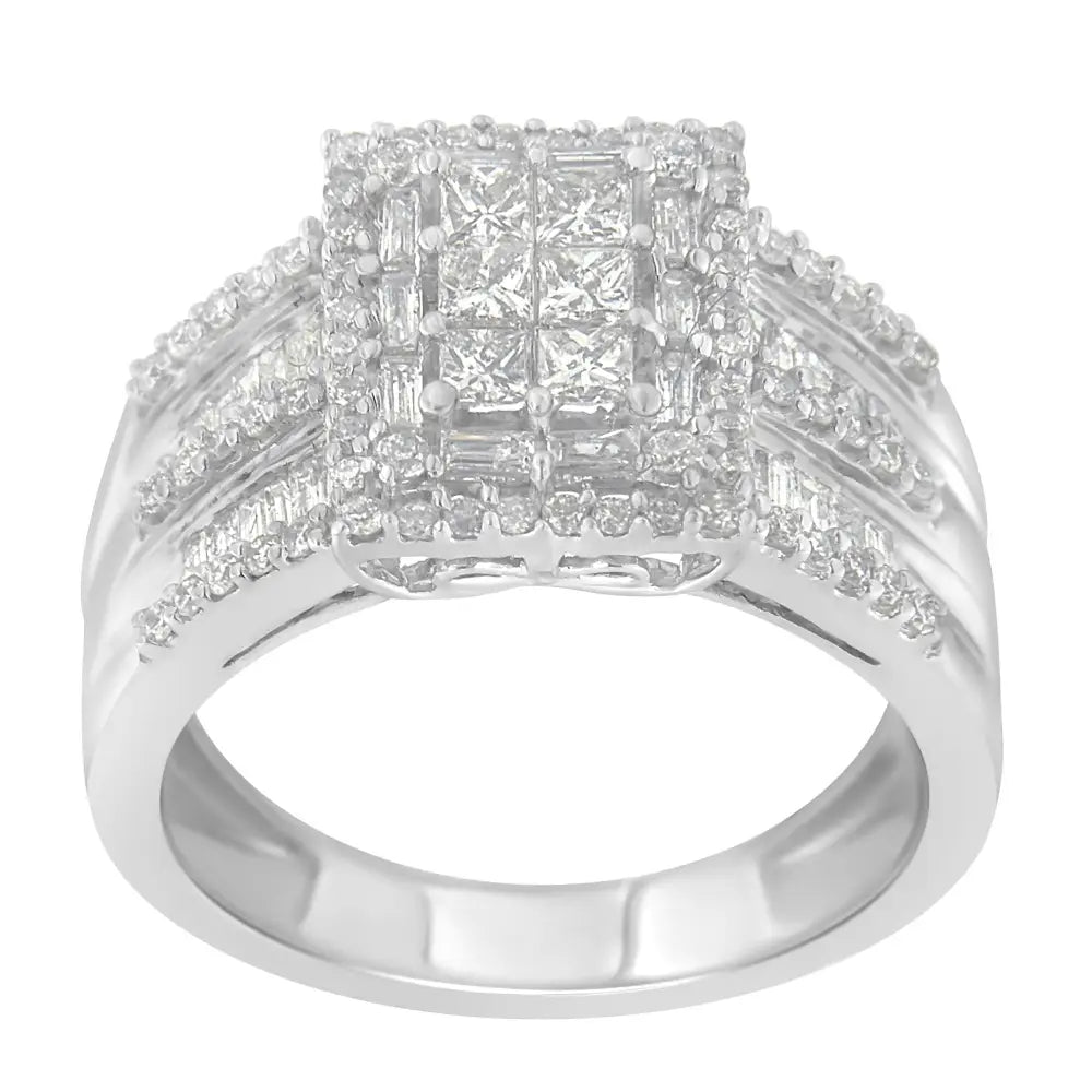 Exquisite 10k White Gold Diamond Cluster Ring with Radiant Brilliance - 7