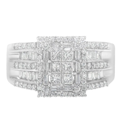 Exquisite 10k White Gold Diamond Cluster Ring with Radiant Brilliance - 7