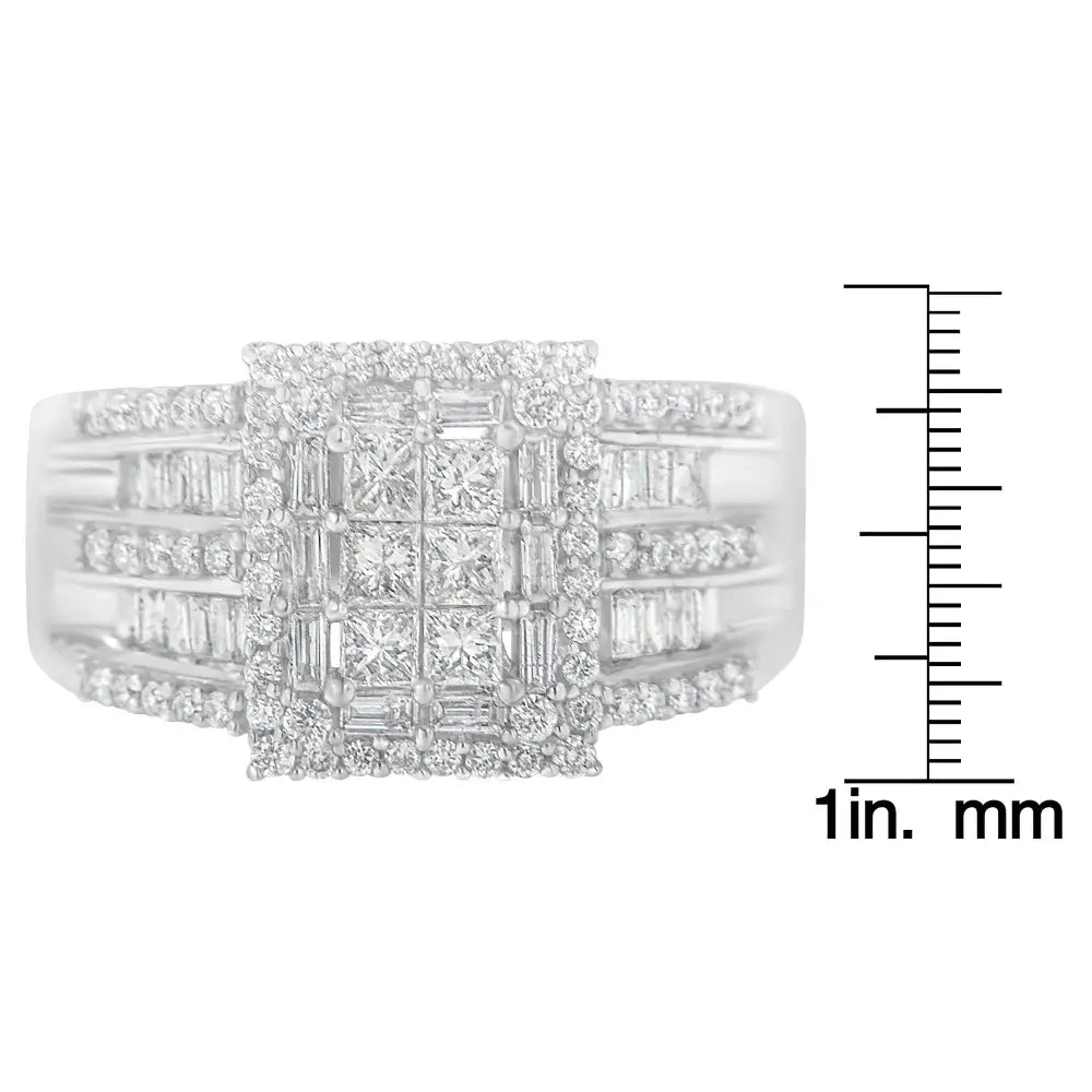 Exquisite 10k White Gold Diamond Cluster Ring with Radiant Brilliance - 7