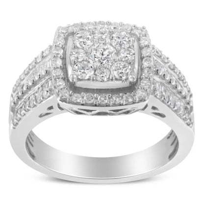 Exquisite 10k White Gold Diamond Cluster Ring with Stunning Clarity