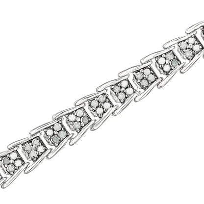 Exquisite 10k White Gold Diamond Fan-shaped Link Tennis Bracelet