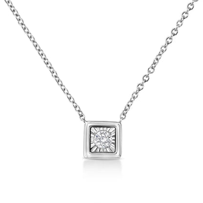 Exquisite 10k White Gold Round-cut Diamond Cttw Miracle Set Pendant Necklace