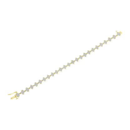 Exquisite 10k Yellow Gold 2.0 Cttw Round-cut Diamond Leaf Clover Link Bracelet