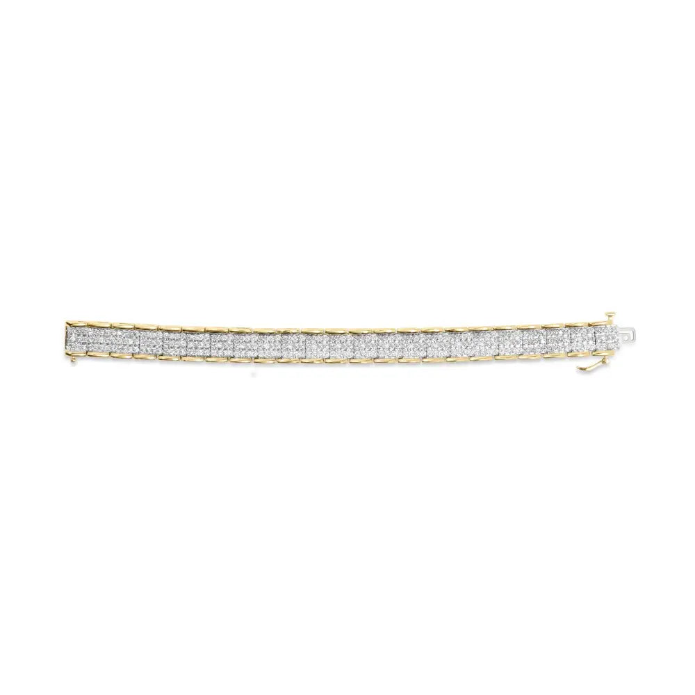 Exquisite 10k Yellow Gold 5 Cttw Round-cut Diamond Link 7 Bracelet