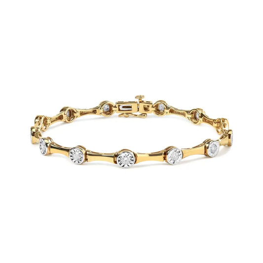 Exquisite 10k Yellow Gold Bezel Style Bracelet with 1.0 Cttw Miracle Set