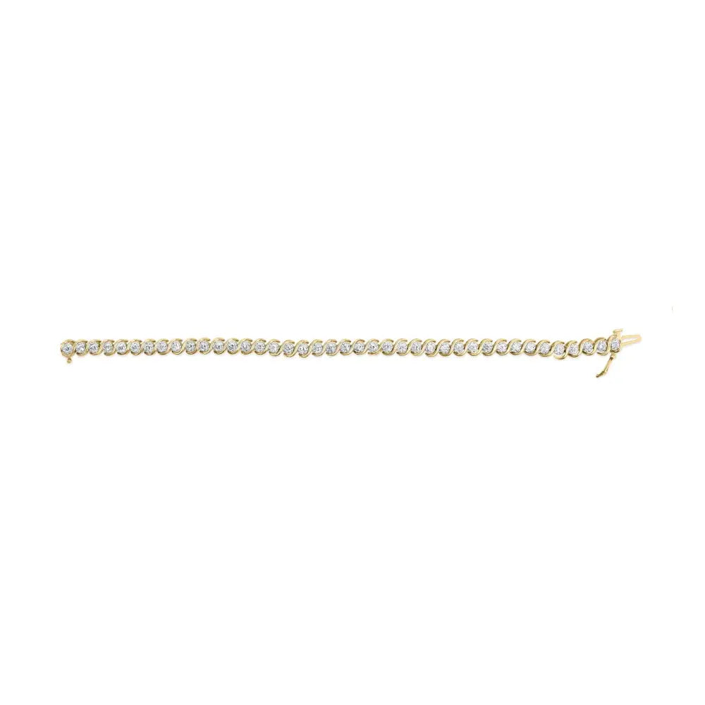 Exquisite 10k Yellow Gold Bracelet with Diamond Spiral Link Design