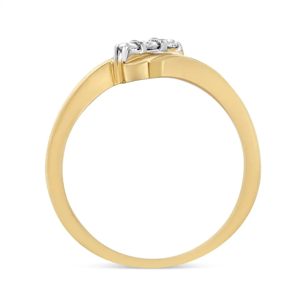 Exquisite 10k Yellow Gold Bypass Fashion Cocktail Ring with Cttw Diamond