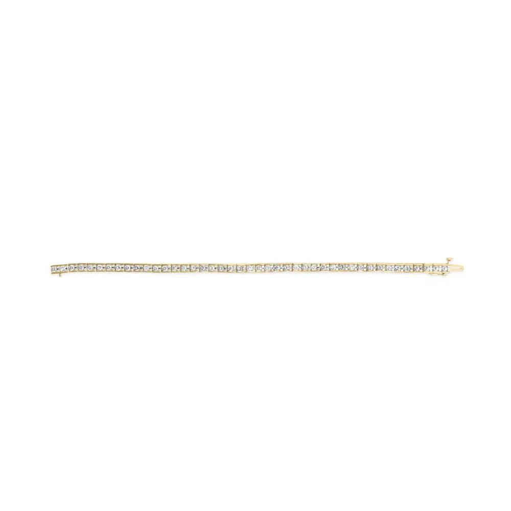 Exquisite 10k Yellow Gold Channel Set Round Diamond Tennis Bracelet