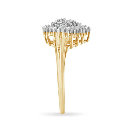 Exquisite 10k Yellow Gold Cocktail Ring with Baguette Cut Diamonds