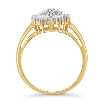 Exquisite 10k Yellow Gold Cocktail Ring with Baguette Cut Diamonds