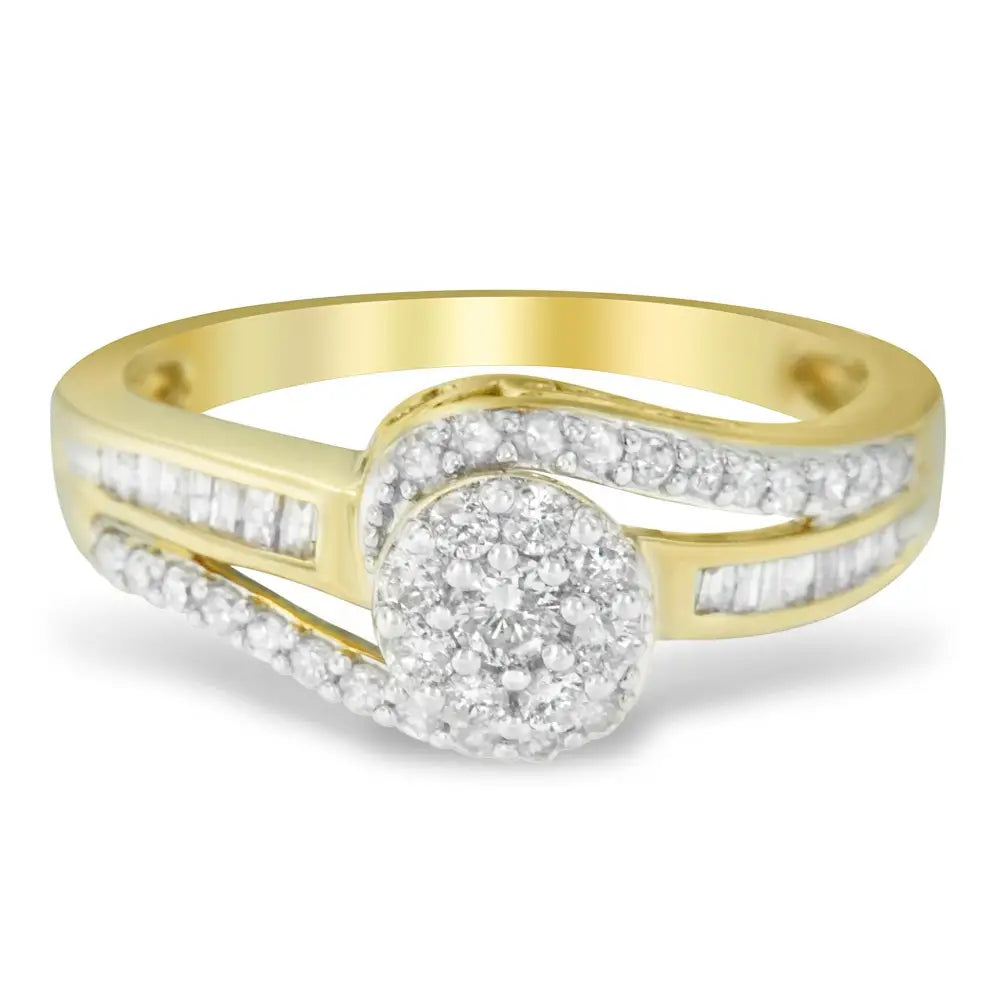 Exquisite 10k Yellow Gold Diamond Cluster Ring for Timeless Elegance