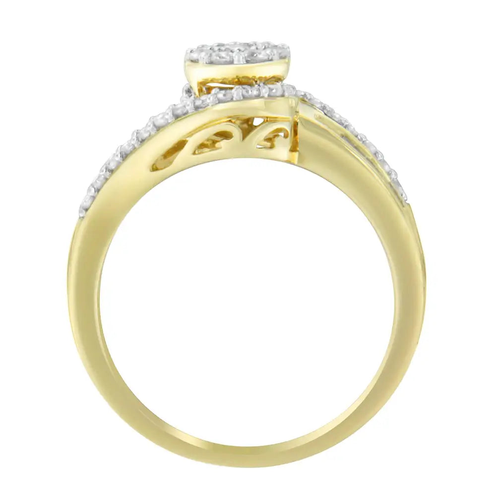 Exquisite 10k Yellow Gold Diamond Cluster Ring for Timeless Elegance