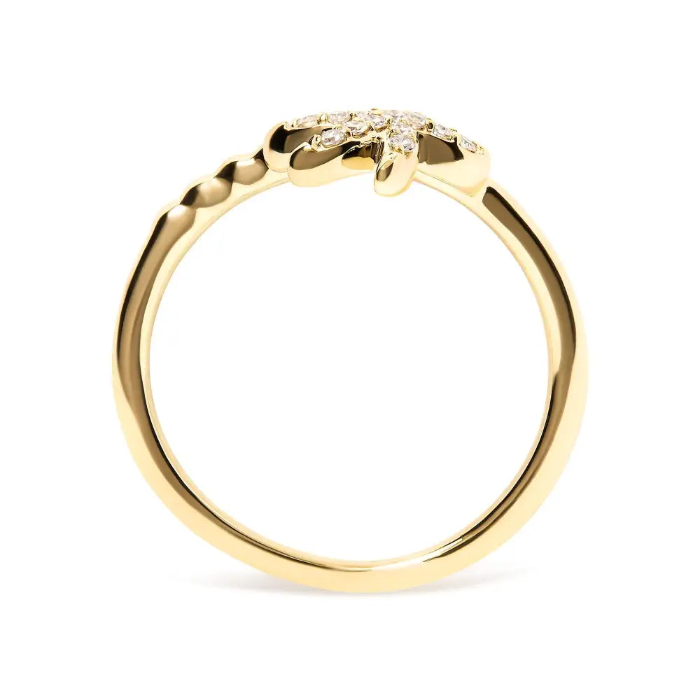 Exquisite 10k Yellow Gold Diamond Palm Tree Statement Ring