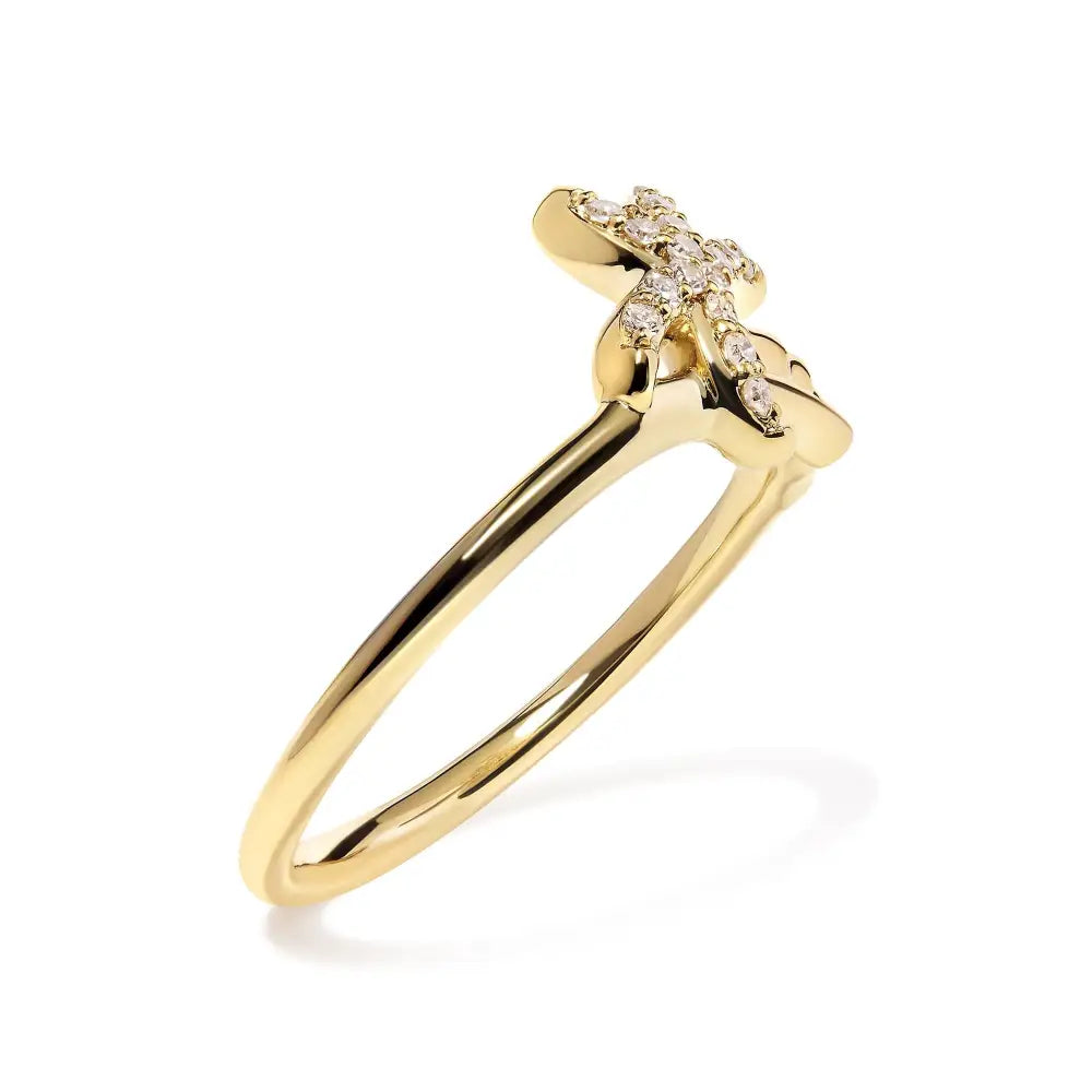 Exquisite 10k Yellow Gold Diamond Palm Tree Statement Ring