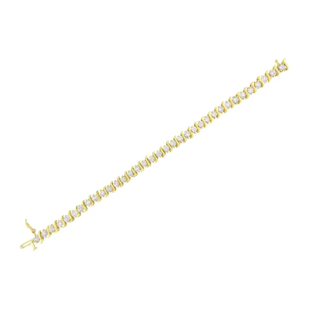 Exquisite 10k Yellow Gold Link Bracelet with Brilliant Cut Diamonds