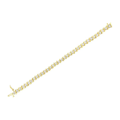 Exquisite 10k Yellow Gold Link Bracelet with Brilliant Cut Diamonds