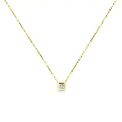 Exquisite 10k Yellow Gold Pendant Necklace with Cttw Miracle Set Diamonds