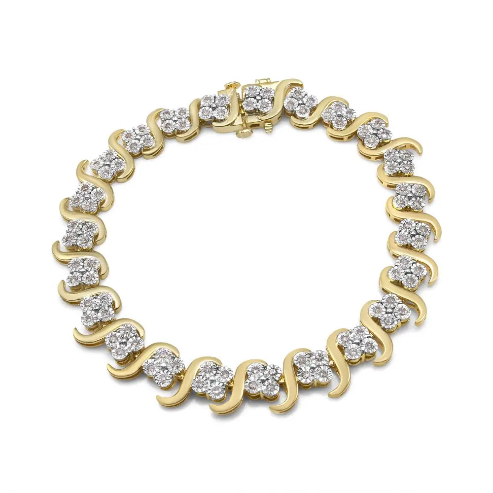 Exquisite 10k Yellow Gold Plated Bracelet with 1.0 Cttw Diamond Elegance