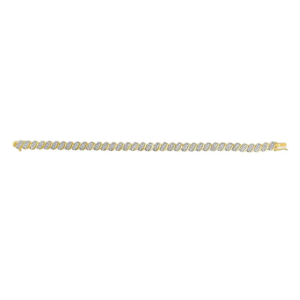 Exquisite 10k Yellow Gold Plated Cttw Diamond Oval Link Bracelet