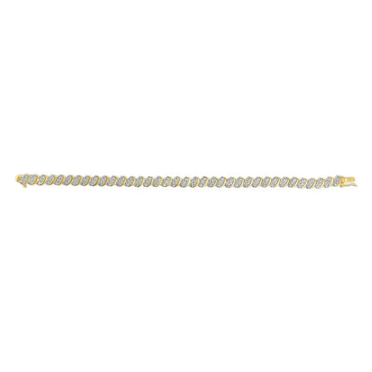 Exquisite 10k Yellow Gold Plated Cttw Diamond Oval Link Bracelet