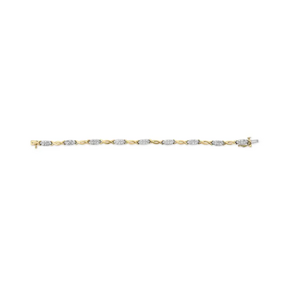 Exquisite 10k Yellow Gold Round-cut Diamond Spiral Link Bracelet