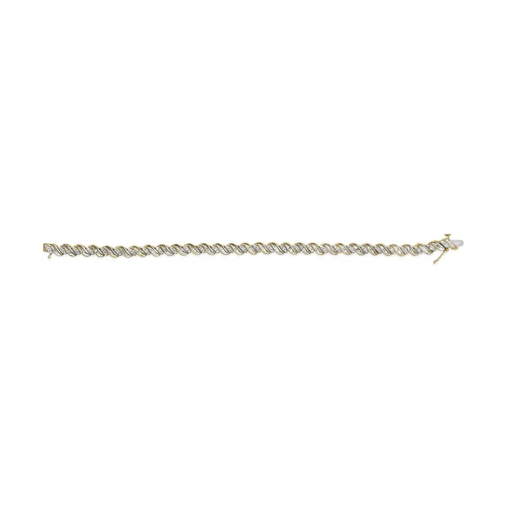 Exquisite 10k Yellow Gold S-link Bracelet with I-j Color Sparkle