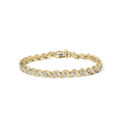 Exquisite 10k Yellow Gold S-link Bracelet with I-j Color Sparkle