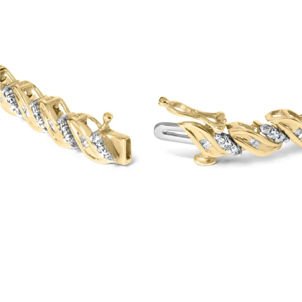 Exquisite 10k Yellow Gold S-link Bracelet with I-j Color Sparkle