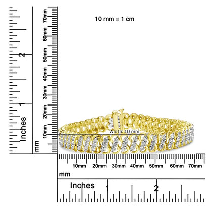 Exquisite 10k Yellow Gold Triple Row Infinity Bracelet with 4.0 Cttw Diamonds