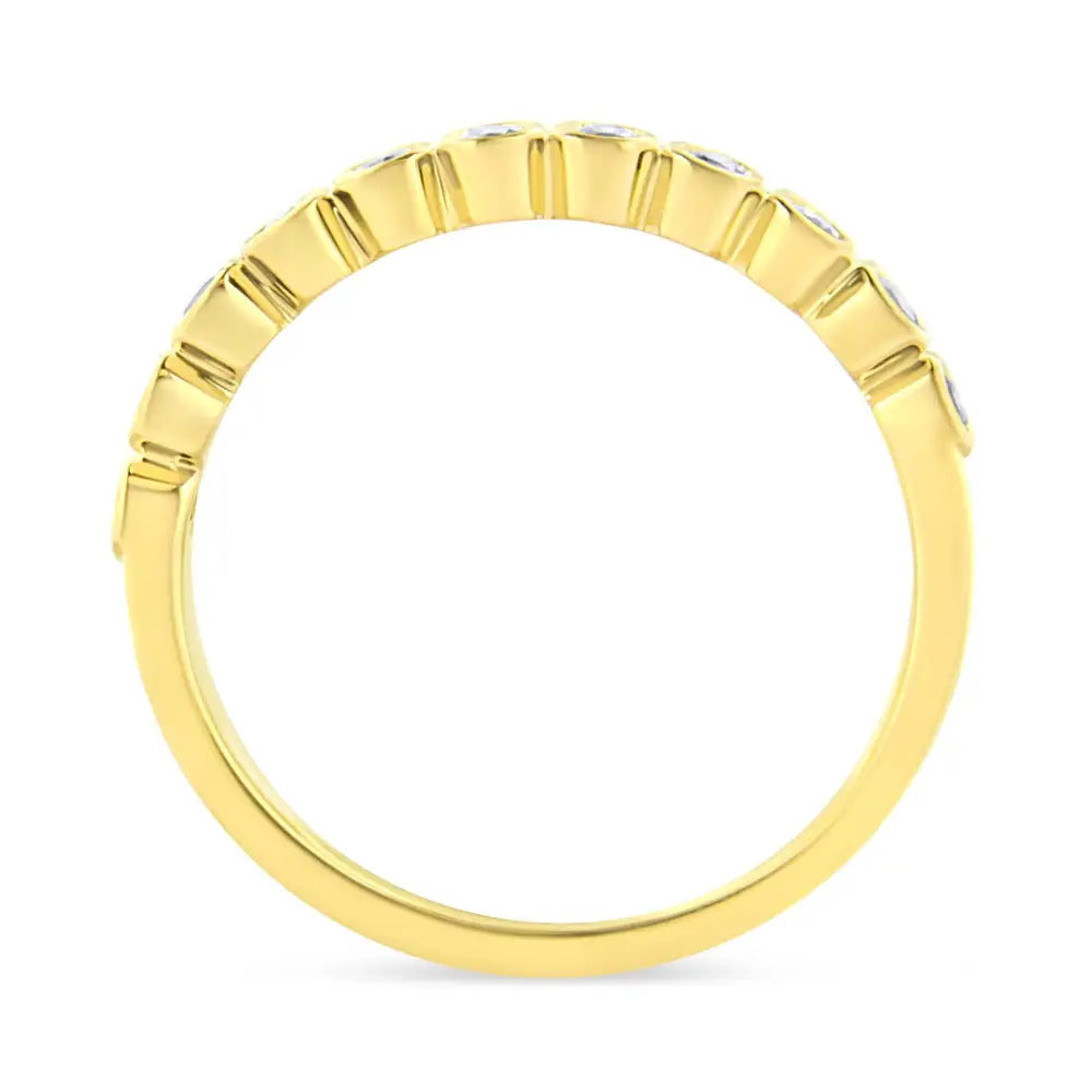 Exquisite 10k Yellow Plated Cttw Bezel Set Round Diamond Wedding Band