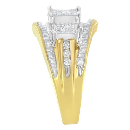 Exquisite 10kt Two-toned Gold Diamond Ring with Si1-si2 Clarity