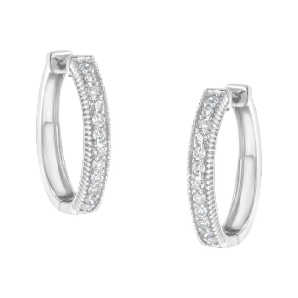 Exquisite 10kt White Gold Diamond Hoop Earrings with Sparkling Brilliance