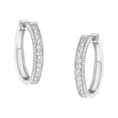 Exquisite 10kt White Gold Diamond Hoop Earrings with Sparkling Brilliance