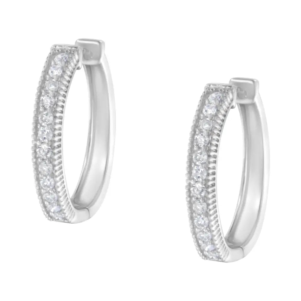 Exquisite 10kt White Gold Diamond Hoop Earrings with Sparkling Brilliance