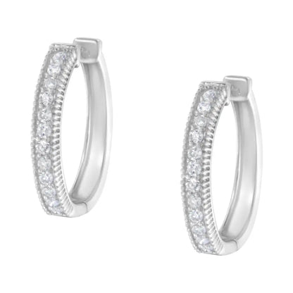 Exquisite 10kt White Gold Diamond Hoop Earrings with Sparkling Brilliance