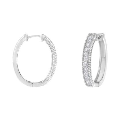 Exquisite 10kt White Gold Diamond Hoop Earrings with Sparkling Brilliance