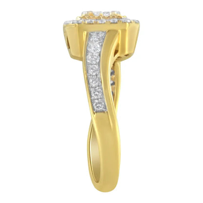 Exquisite 10kt Yellow Gold Diamond Cocktail Ring for Timeless Elegance - 7