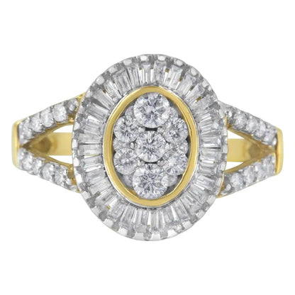 Exquisite 10kt Yellow Gold Diamond Cocktail Ring with Radiant Brilliance - 7