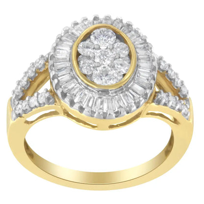 Exquisite 10kt Yellow Gold Diamond Cocktail Ring with Radiant Brilliance - 7