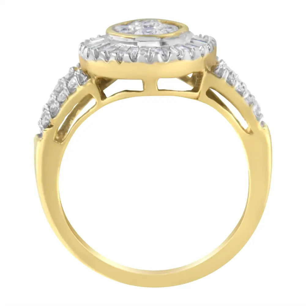 Exquisite 10kt Yellow Gold Diamond Cocktail Ring with Radiant Brilliance - 7