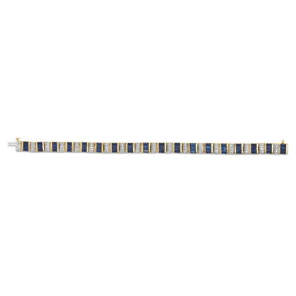 Exquisite 14ct Yellow Gold Bracelet with Baguette Cut Blue Sapphire