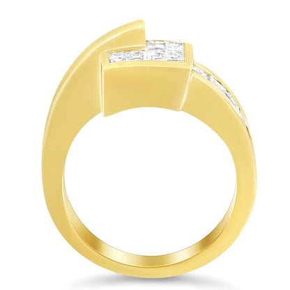 Exquisite 14k Gold Bypass Ring with Cttw Channel-set Diamonds - 7 / White