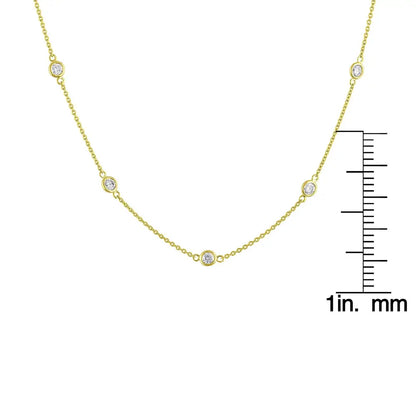 Exquisite 14k Gold Diamond Station Necklace with Vs2-si1 Clarity