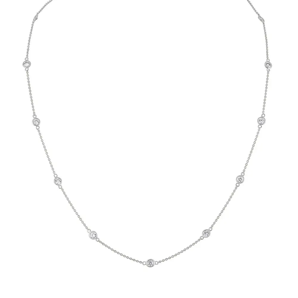 Exquisite 14k Gold Diamond Station Necklace with Vs2-si1 Clarity