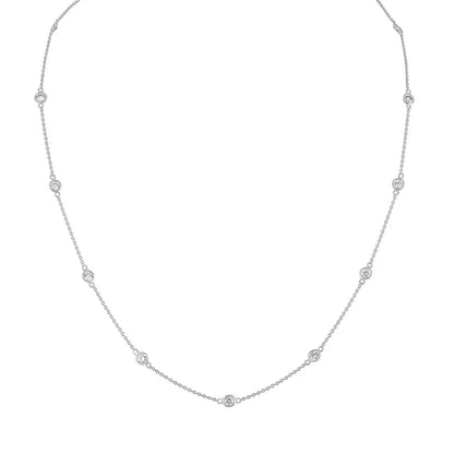 Exquisite 14k Gold Diamond Station Necklace with Vs2-si1 Clarity