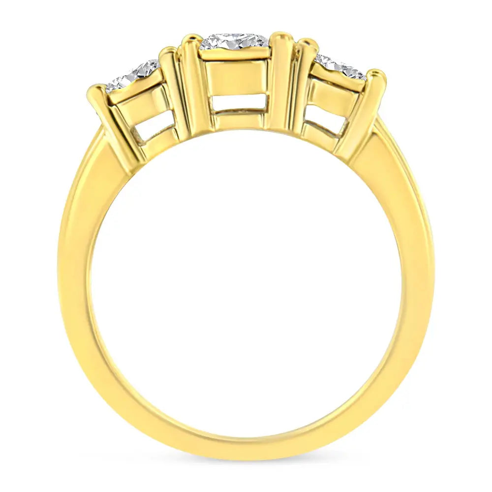 Exquisite 14k Gold Plated Round Diamond Three Stone Engagement Ring