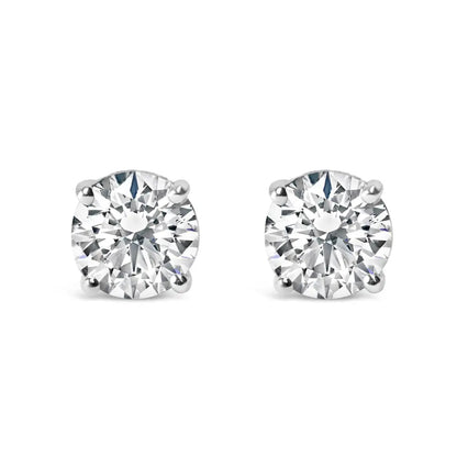 Exquisite 14k Gold Round Brilliant Cut Lab Grown White Diamond Earrings