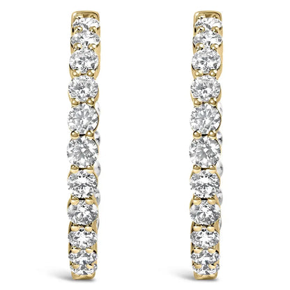 Exquisite 14k Gold Shared Prong Set Diamond Inside out Hoop Earrings